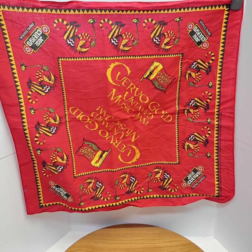 JOSE CUERVO RED BANDANNA HANDKERCHIEF UNTAMED MUSIC JAM 1996 20" X 20"